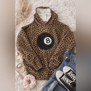 Edikted Leopard Print Hoodie with Graphic Size M, Oversized Fit